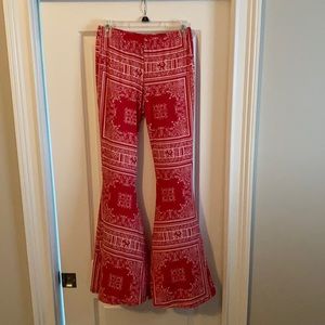 Rad and white patterned disco pants